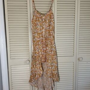 Art Class Kids Floral Dress - Orange and White